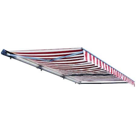 Tepee Supplies Motorized LED 20 x 10 ft. Half Cassette Retractable Awning, Red & White Stripes TE2752791